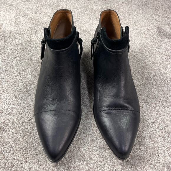 Black Leather Bettye Muller Booties size 7.5 - Picture 1 of 9